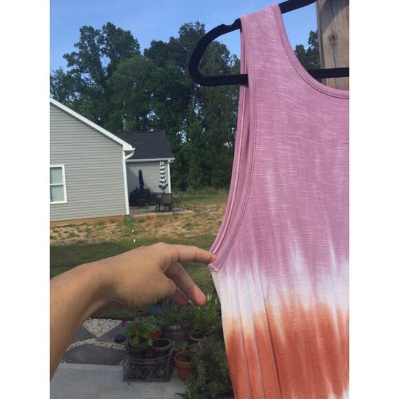 Knox Rose Tie-Dyed Sleeveless Maxi Dress M medium Purple Pink stripe boho beachy - Picture 4 of 14
